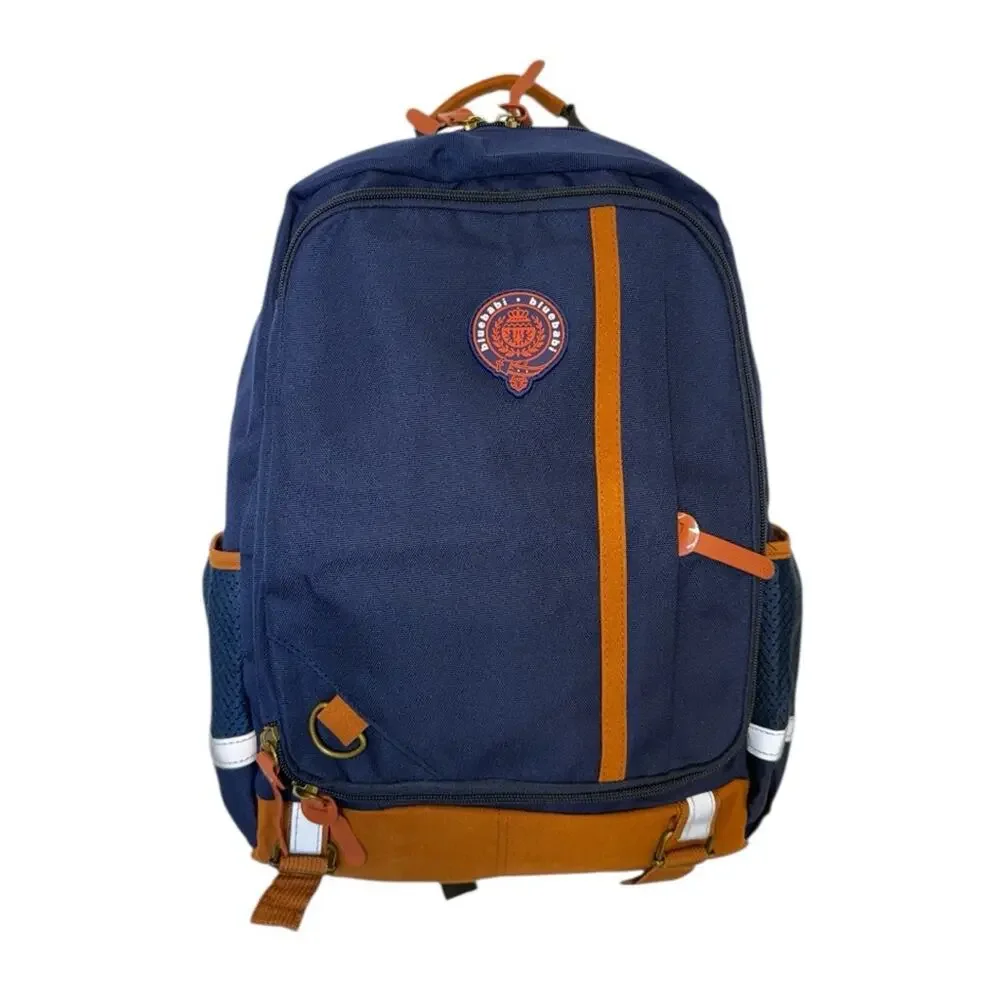 Blue & Tan Unisex Backpack Large School Travel Bag with Laptop Sleeve NEW
